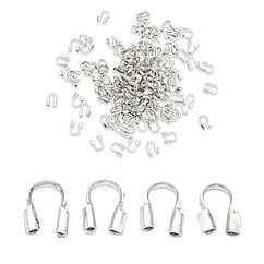 Затискачі Протектор для Дроту, Латунь, Платина, 4.5x4x1мм, Отвір 0.5мм, близько 120шт/5г