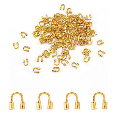 Затискачі Протектор для Дроту, Латунь, Золото, 4.5x4x1мм, Отвір 0.5мм, близько 120шт/5г