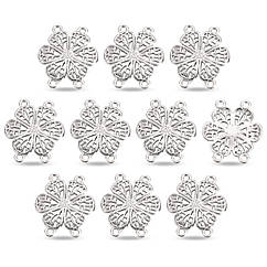 Конектор Квітка, Сплав, Срібло, 24х29х2мм, Отвір 2мм, 10 шт