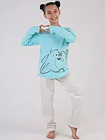 Теплая пижама для девочки Vienetta 303231, Бирюзовый, Рост 128-134 (7-8 лет)