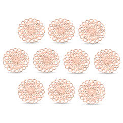 Конектор Філігранний, Латунь, Квітка, Рожеве Золото, 13х0.3мм, Отвір 1.2мм, 10 шт