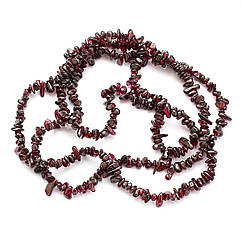 Намистини Натуральний Гранат, на Нитках, Крихта, Бордовий, 4-8x3-9мм, Отвір: 0.8мм, близько 83см/нитка