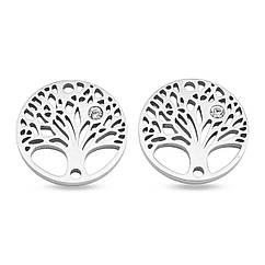 Конектор Філігранний, Медична Сталь і Фіаніти, Дерево, 15х2мм, Отвір 1мм, 2 шт