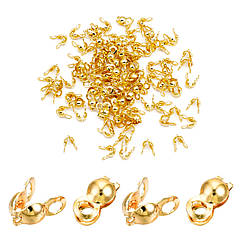 Калоти Латунь, Затискачі кінцевики для бус, Позолота 18К, 6.5х3.5х3мм, Отв. 1.6мм, 100 шт