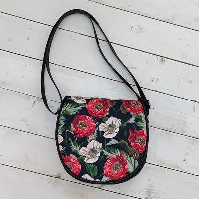 Молодіжна сумка Saddle Червоні та білі маки, фото 1