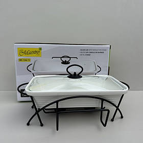 Марміт керамічний прямокутний 36 см 1,2 л з чорною підставкою Maestro MR-11262-73