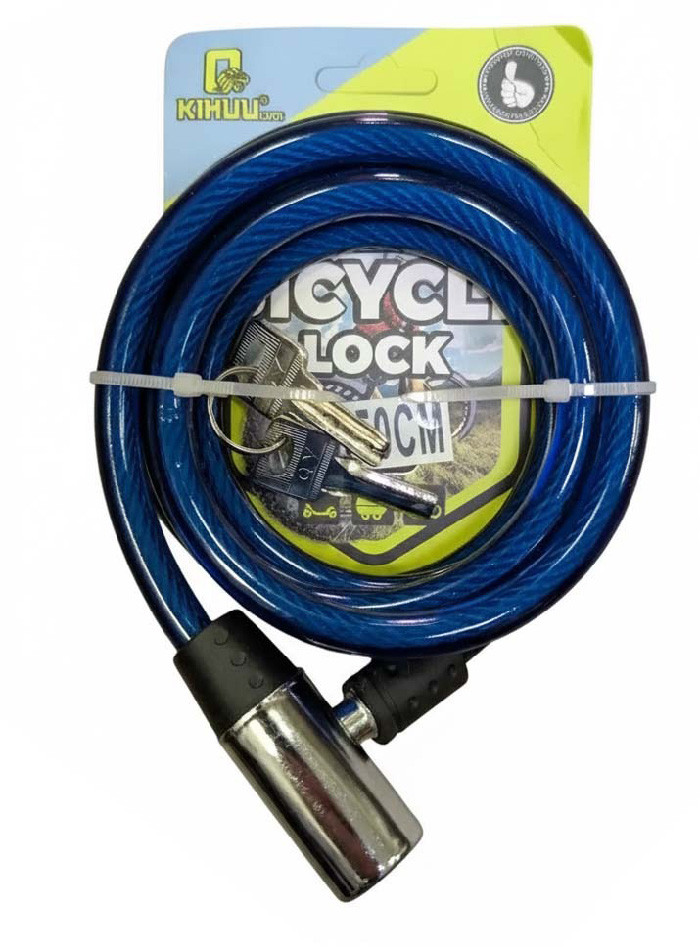 Замок велосипедний KihuuLock 185 (12x1500) на ключі, синій, фото 1