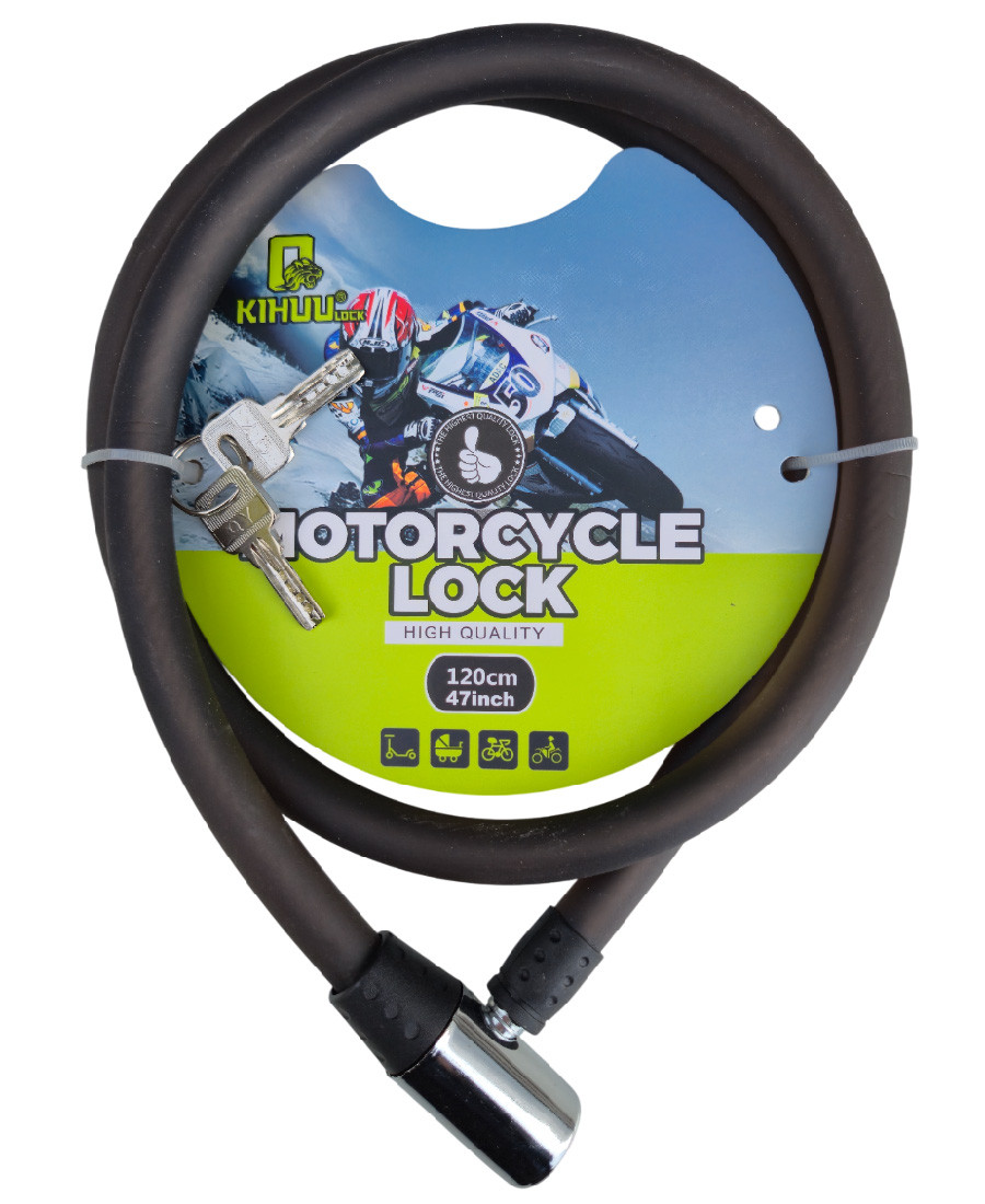Замок велосипедний KihuuLock 185 (15x1200) на ключі, чорний, фото 1