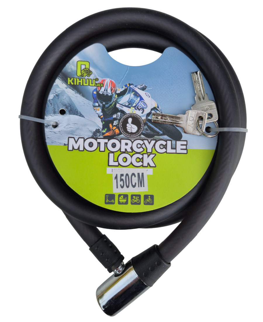 Замок велосипедний KihuuLock 185 (15x1500) на ключі, чорний, фото 1