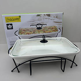 Марміт керамічний прямокутний 42 см 2,4 л з чорною підставкою Maestro MR-11562-73