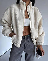 Бомбер жіночий з фактурної тканини “барашек” Модель: 1554-1534