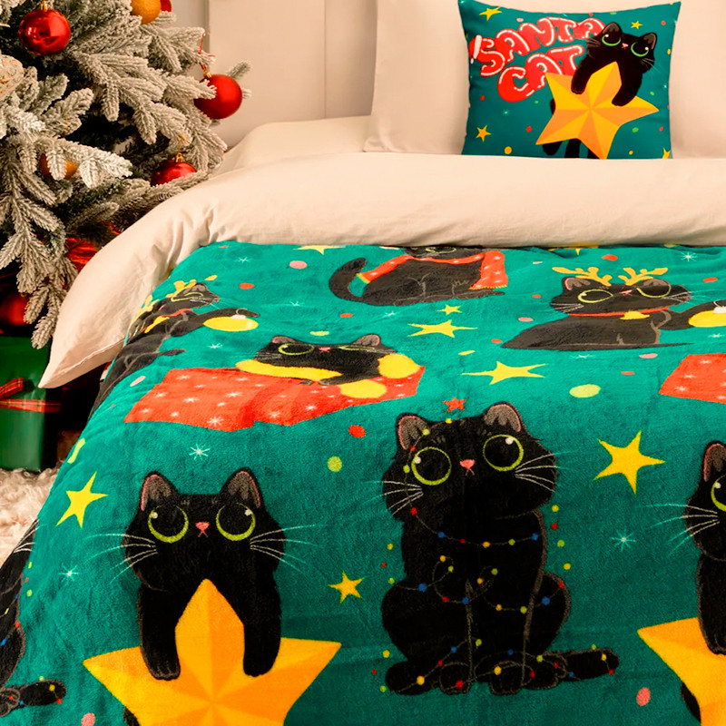 Плед фліс Зірки і котики 150x200 см Love You