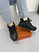 Зимові жіночі кросівки MalinDegely A9066-70M шкіряні чорні, фото 2