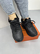 Зимові жіночі кросівки MalinDegely A9066-70M шкіряні чорні, фото 3