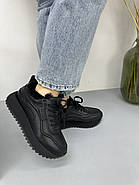 Зимові жіночі кросівки MalinDegely A9066-70M шкіряні чорні, фото 4