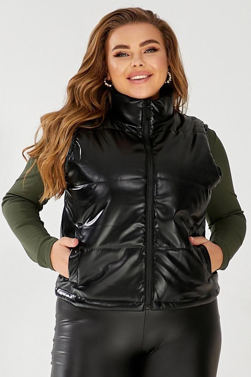 Жилет жіночий демісезонний екокожа, колір чорний, 257R68, фото 1
