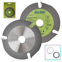 Alloid. Диск пиляльний для дерева з твердосплавними напайками 125х22,2 мм, 3 зуби