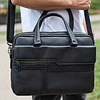 Чоловіча ділова сумка зі шкіри 39х29х10, класичний портфель для ноутбука та офісу, сумочка для студента, чорний