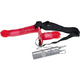 Страпон жіночий подвійний Bad Kitty червоний, 18 х 3 см