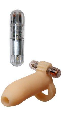 Насадка для пінису Pipedream з вібропулею, бежева, 13.3 х 3.8 см, фото 1