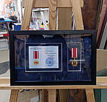 Рамка для медалей і військових нагород 28х44 см — мемобокс — дерев'яна рамка для нагород, фото 2