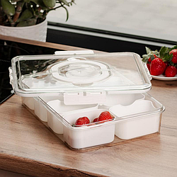 Пластиковий контейнер на 8 відсіків для зберігання їжі — 31х24х7 см судок для їжі