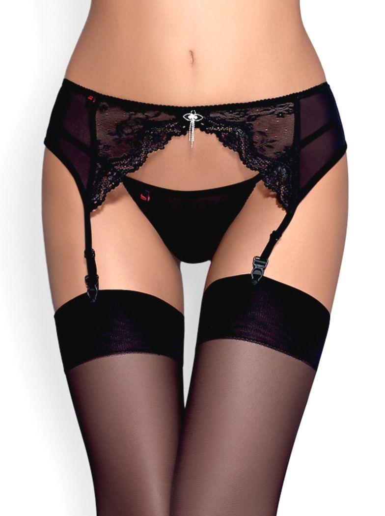 Пояс для панчіх із трусиками Charms, чорний, S/M, фото 1