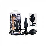 Анальний корок на присоску з накачуванням чорний, 15 см х 4-10 см, фото 2