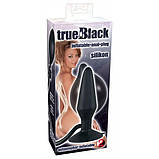 Анальний корок на присоску з накачуванням чорний, 15 см х 4-10 см, фото 3