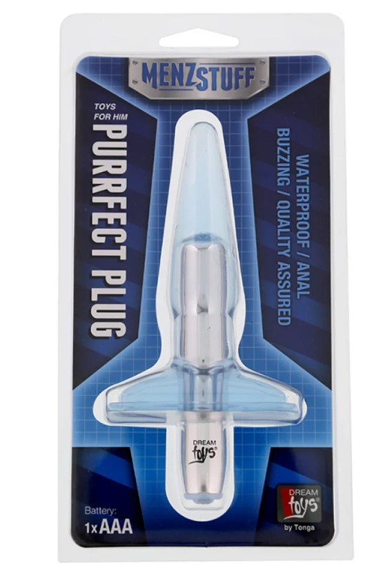 Пробка анальна з вібрацією Menz Stuff Plug, прозора, 9.5 х 2.5 см, фото 1