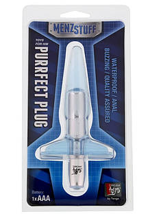 Пробка анальна з вібрацією Menz Stuff Plug, прозора, 9.5 х 2.5 см