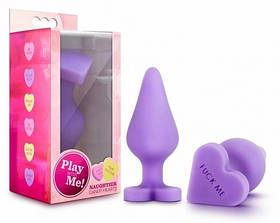 Анальна пробка силіконова Candy Heart Fuck Me, фіолетова, 10.8 х 4.3 см