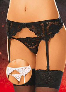 Пояс для панчіх і трусики мереживо білий SoftLine