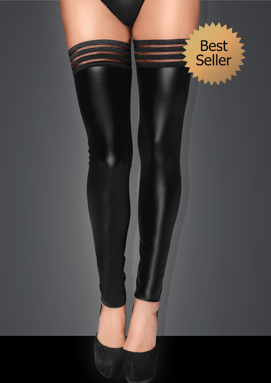 Панчохи вінілові без носка, на силіконовій стрічці NOIR, розмір L, фото 1