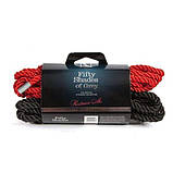 Набір мотузок для бондажу Fifty Shades Of Grey, чорна та червона, 2 шт., фото 3