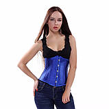 Корсет під груди еротичний, атласний синій розмір L, фото 3