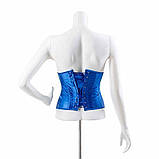 Корсет під груди еротичний, атласний синій розмір L, фото 6