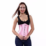 Корсет під груди еротичний, атласний рожевий, розмір L, фото 3