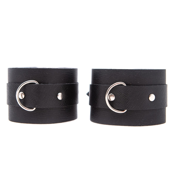 Шкіряні наручники з нікельованою пряжкою (без зчеплення), фото 1