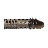 Насадка на член рельєфна, подовжувальна CalExotics сіра, 16.3 х 3.7 см, фото 4