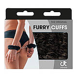 Металеві наручники Dreamtoys з пухнастим чорним хутром, сріблясті, 28 х 8 см, фото 2