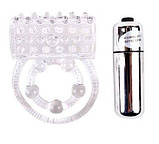 Ерекційне кільце подвійне, з вібрацією Chisa Get Lock прозоре, 4.3 х 2.3 см, фото 3