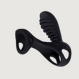 Вібро-насадка Adrien Lastic Gladiator F з пультом, чорна, 11 х 3.6 см, фото 5