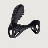 Вібро-насадка Adrien Lastic Gladiator F з пультом, чорна, 11 х 3.6 см, фото 6