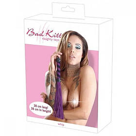 Плетка із замші Bad Kitty, фіолетова з чорним, 38 см