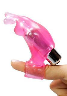 Вібратор на палець силіконовий рожевий у формі зайчика
