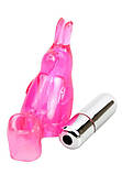 Вібратор на палець силіконовий рожевий у формі зайчика, фото 4