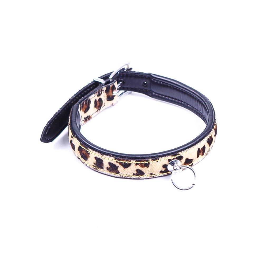 Нашийник натуральне хутро поні леопард із кільцем Голландії ручна робота, фото 1