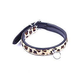 Нашийник натуральне хутро поні леопард із кільцем Голландії ручна робота