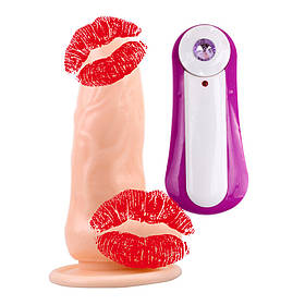 Вібратор реалістичний Chisa Jumbo Jack з мошоком на присосці, бежевий, 15 х 3.6 см